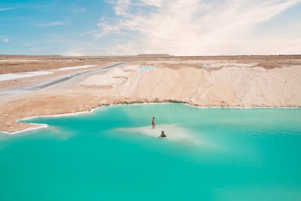 Beautiful view of Salt Plains and Lakes in Siwa Oasis Egypt-min