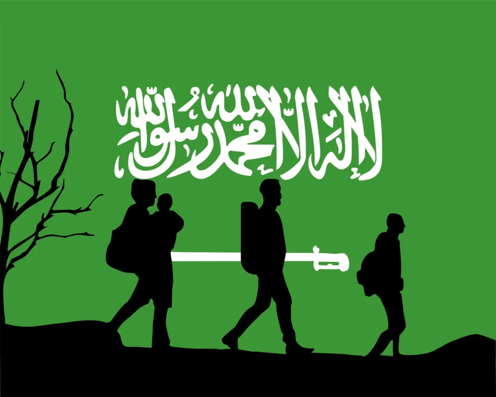 saudi flag with traveller